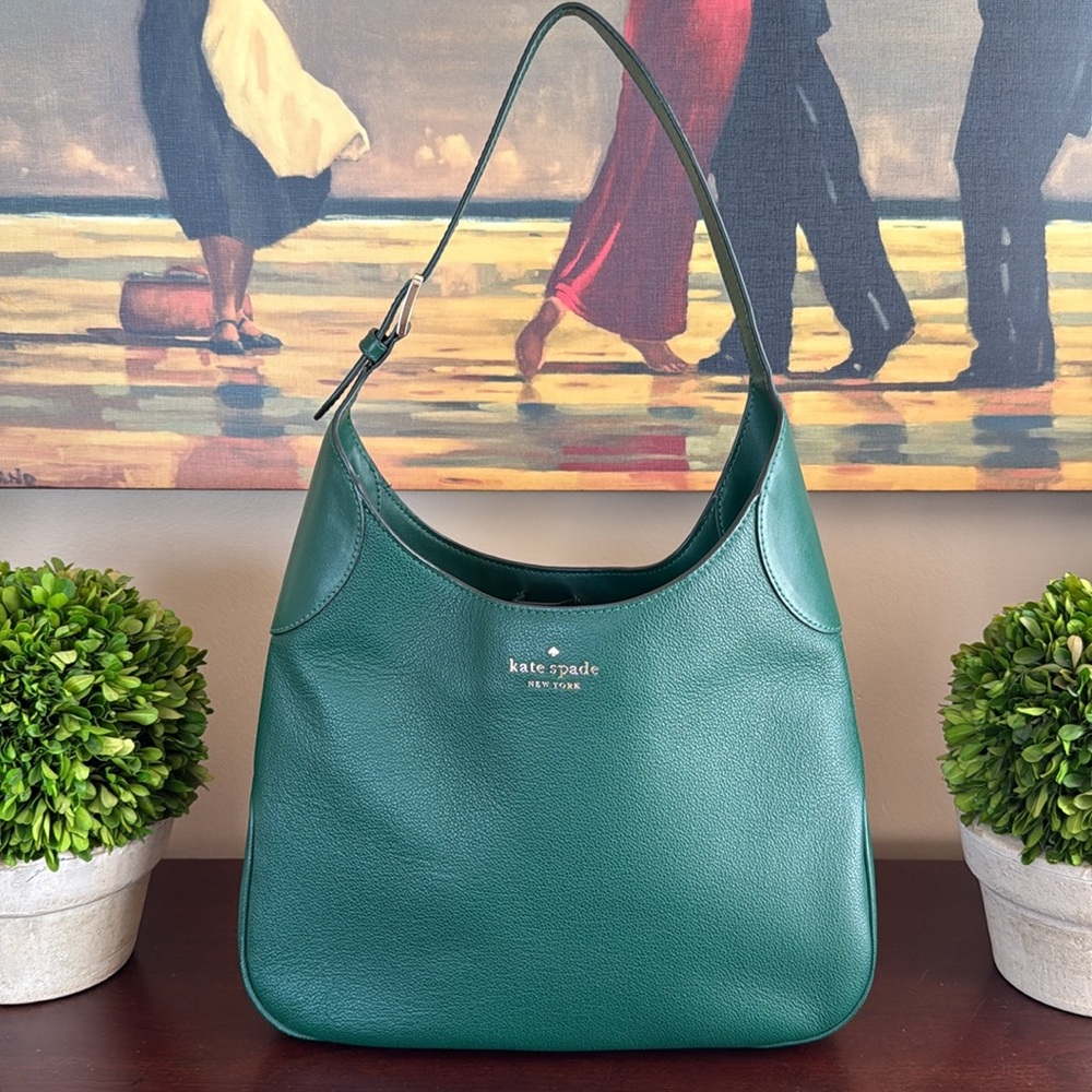 KATE SPADE ♠️ New York "Aster" 💚DEEP JADE GREEN💚LEATHER SHOULDER BAG 🌟EUC🌟 - Picture 16 of 17